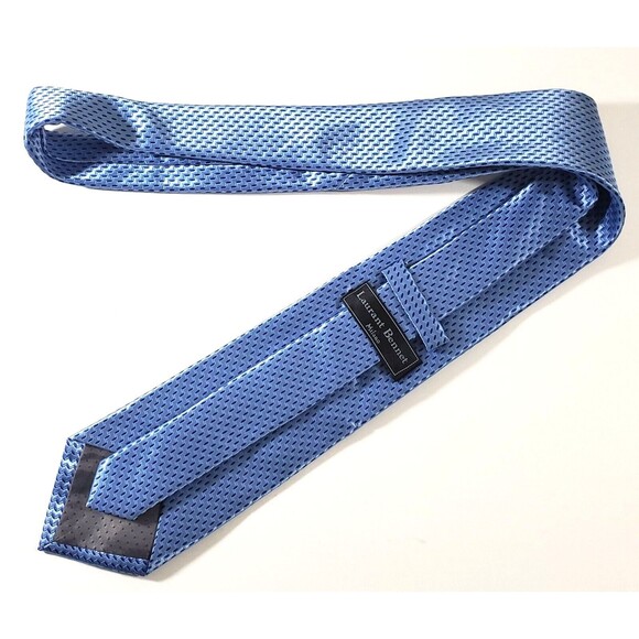 Laurant Bennet Milano Blue Textured Zigzag 100% Polyester Neck Tie A206 - Picture 3 of 6